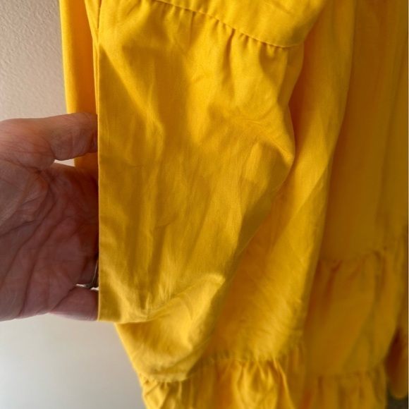 Who what wear nwt yellow cotton tiered tie strap midi dress 4X pockets - Picture 3 of 7